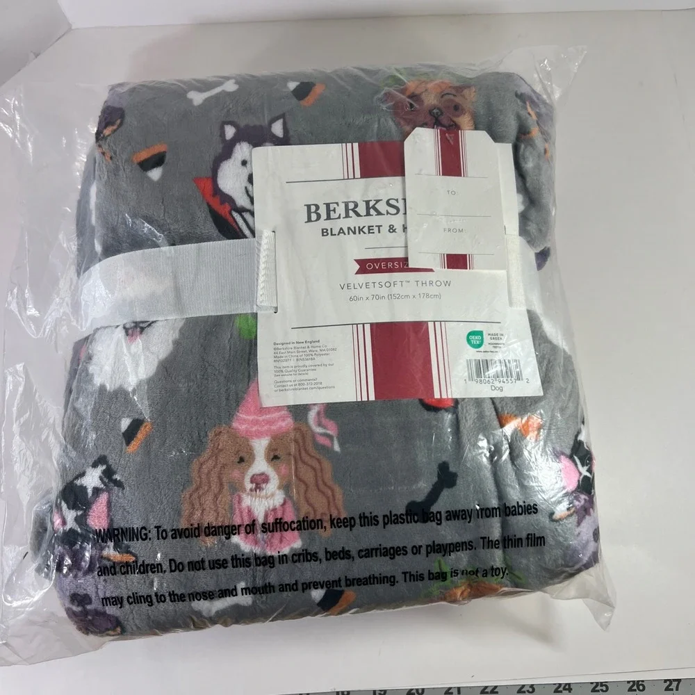 Berkshire Blanket & Home Halloween Dogs Soft Throw Blanket Gray 60 x 70